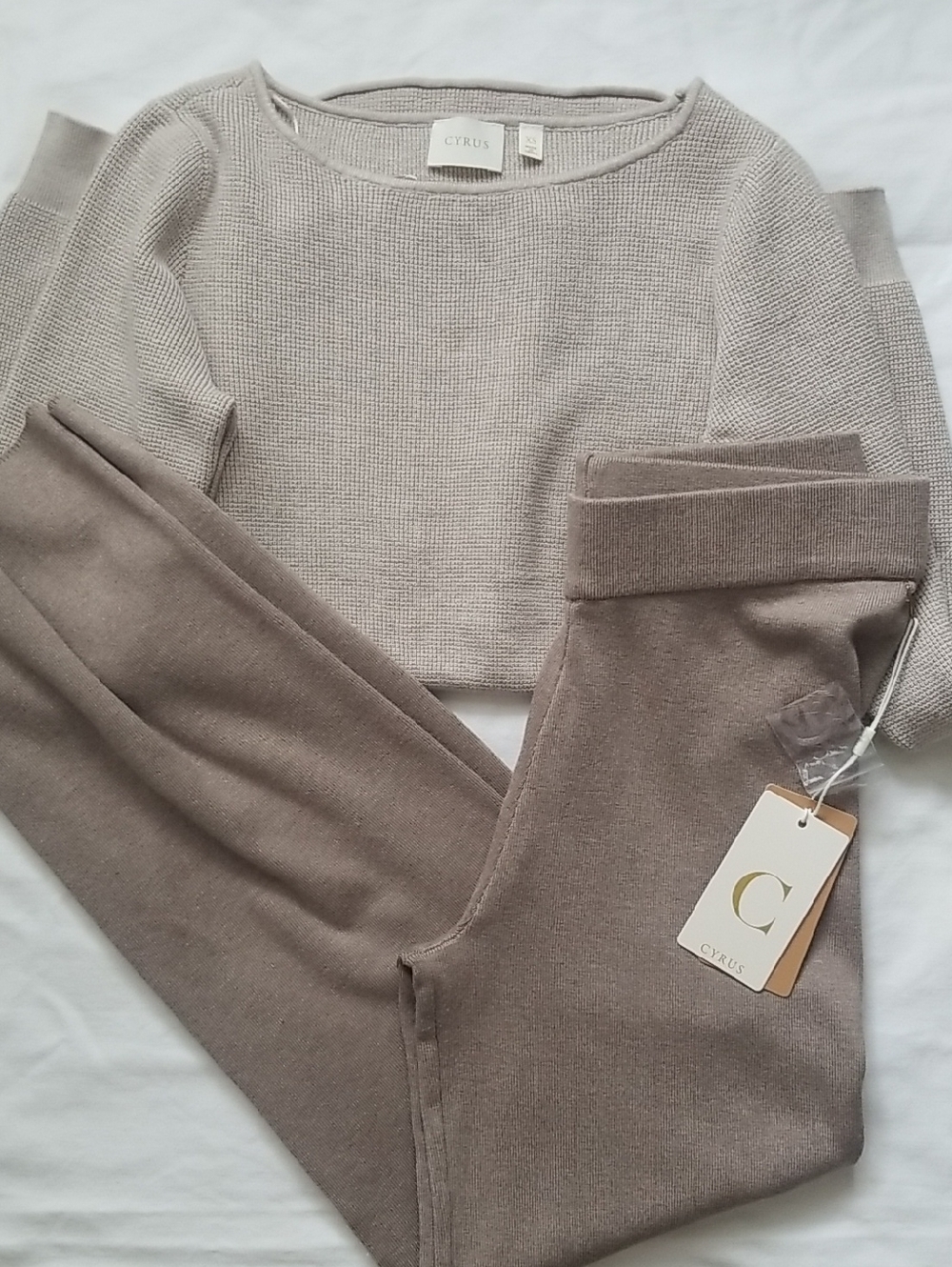NEW! Cyrus Taupe Knit Pants Set